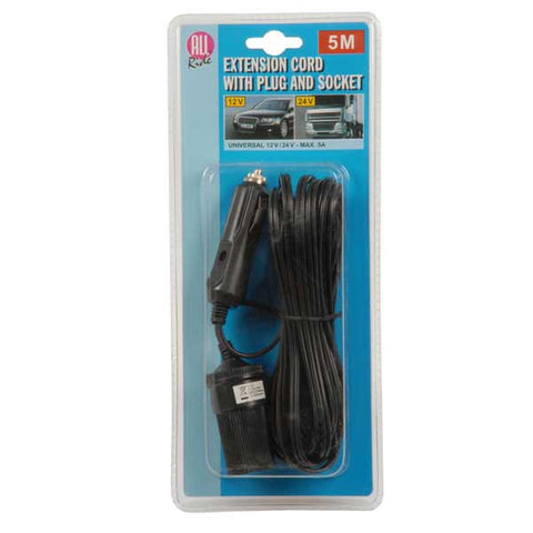 Cigarette Lighter Plug to Single Socket 5M Extension