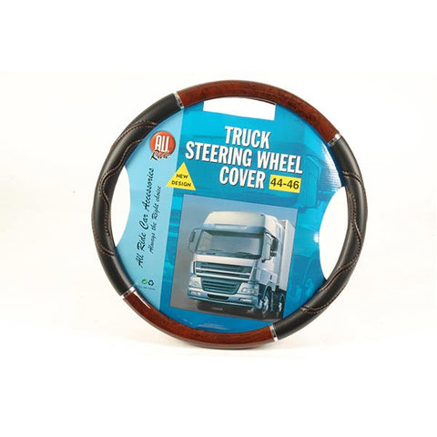 Truck Dark Wood and Black Steering Wheel Cover